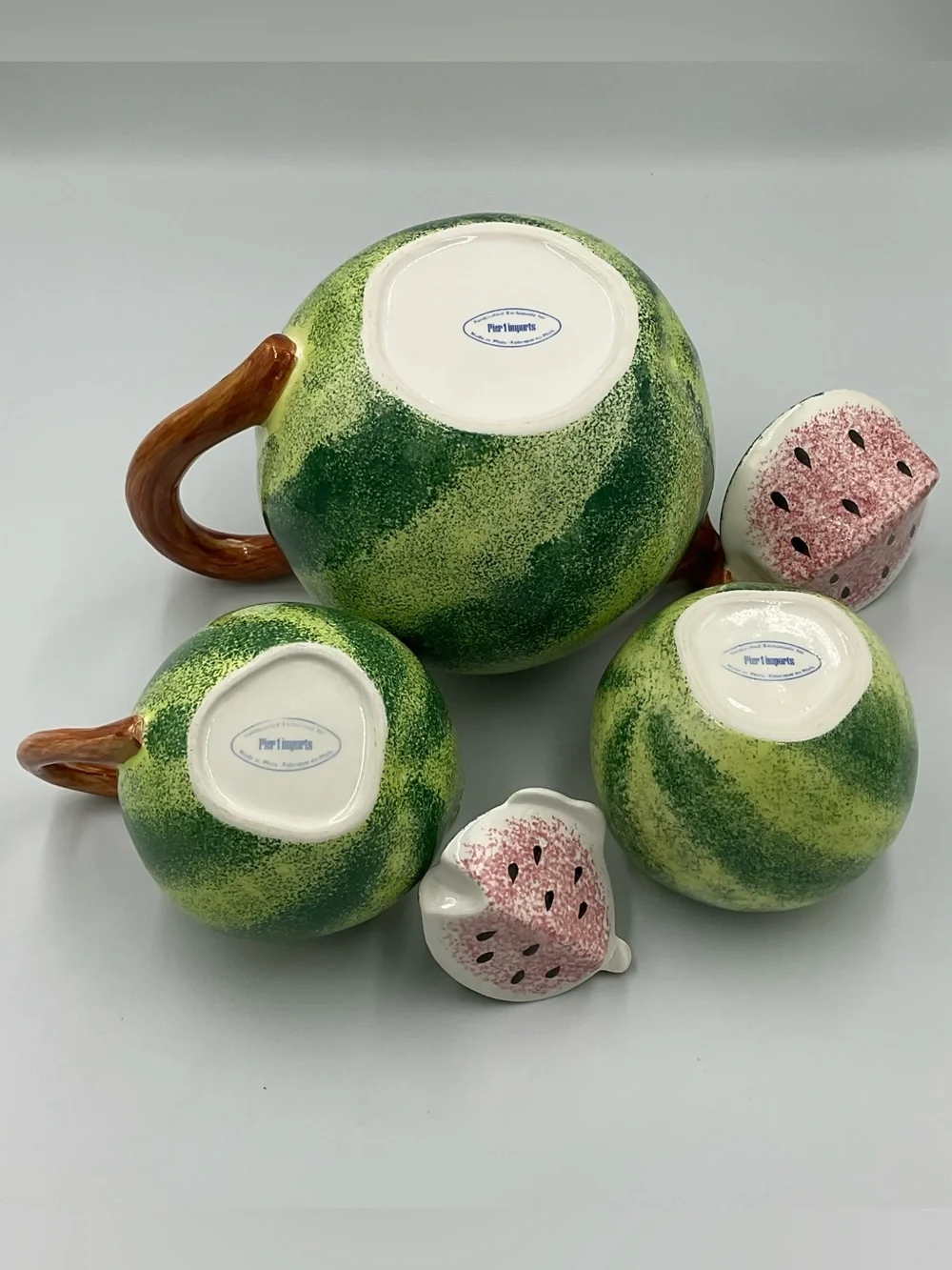 Vintage Pier 1 Ceramic Watermelon 3pc Tea Set